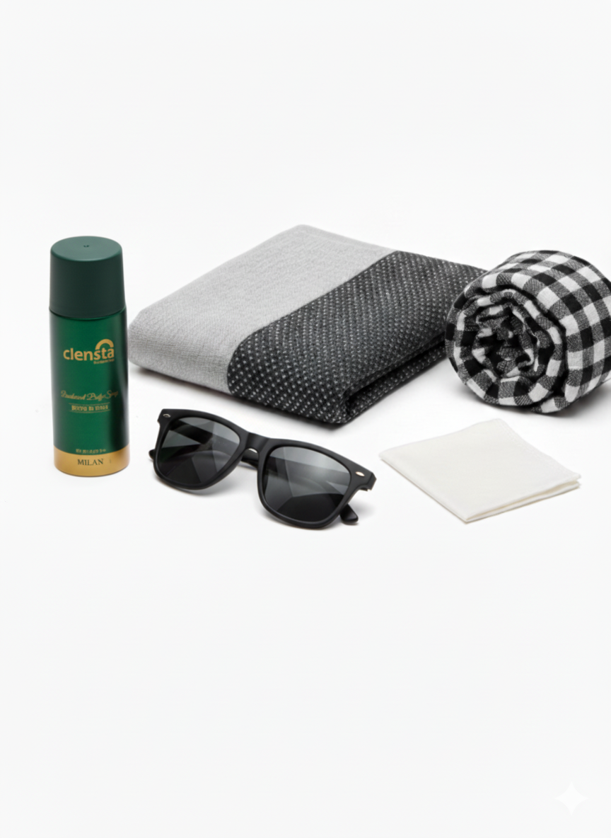 Premium Fabric + Stylish Shades + Perfume + Hanky – Perfect Everyday Combo